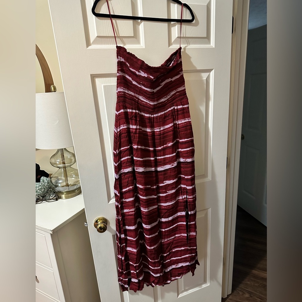 Evereve Strapless Striped Maxi Dress